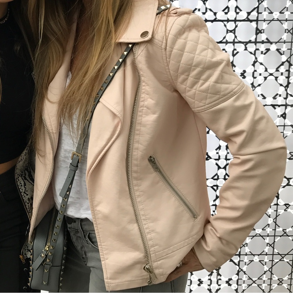 Light pink pleather jacket- moto style